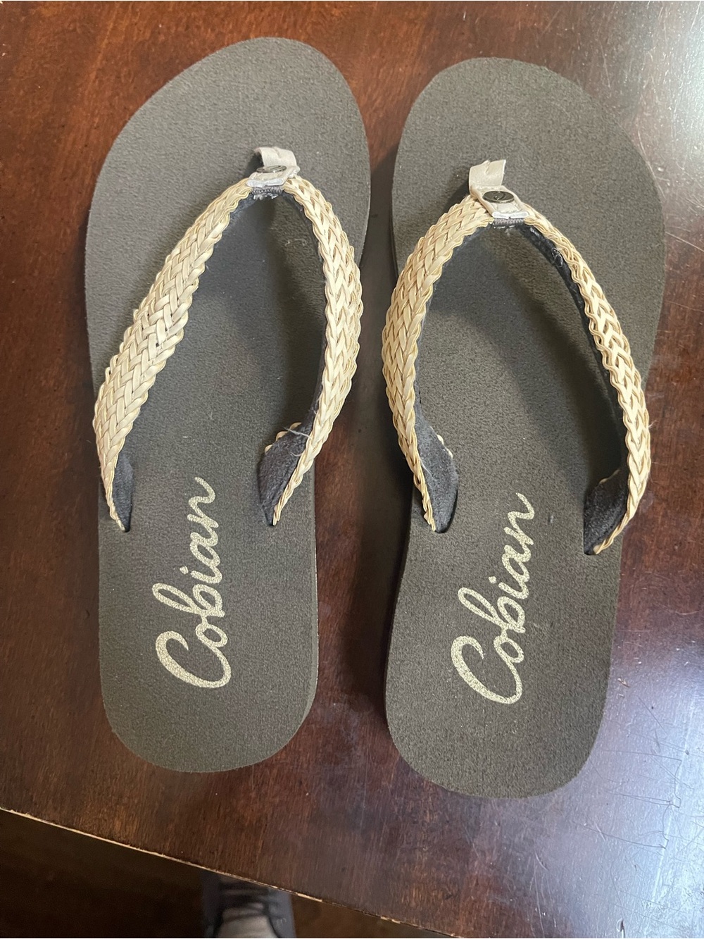 Cobian Black Flip Flops with Braided Straps x 2